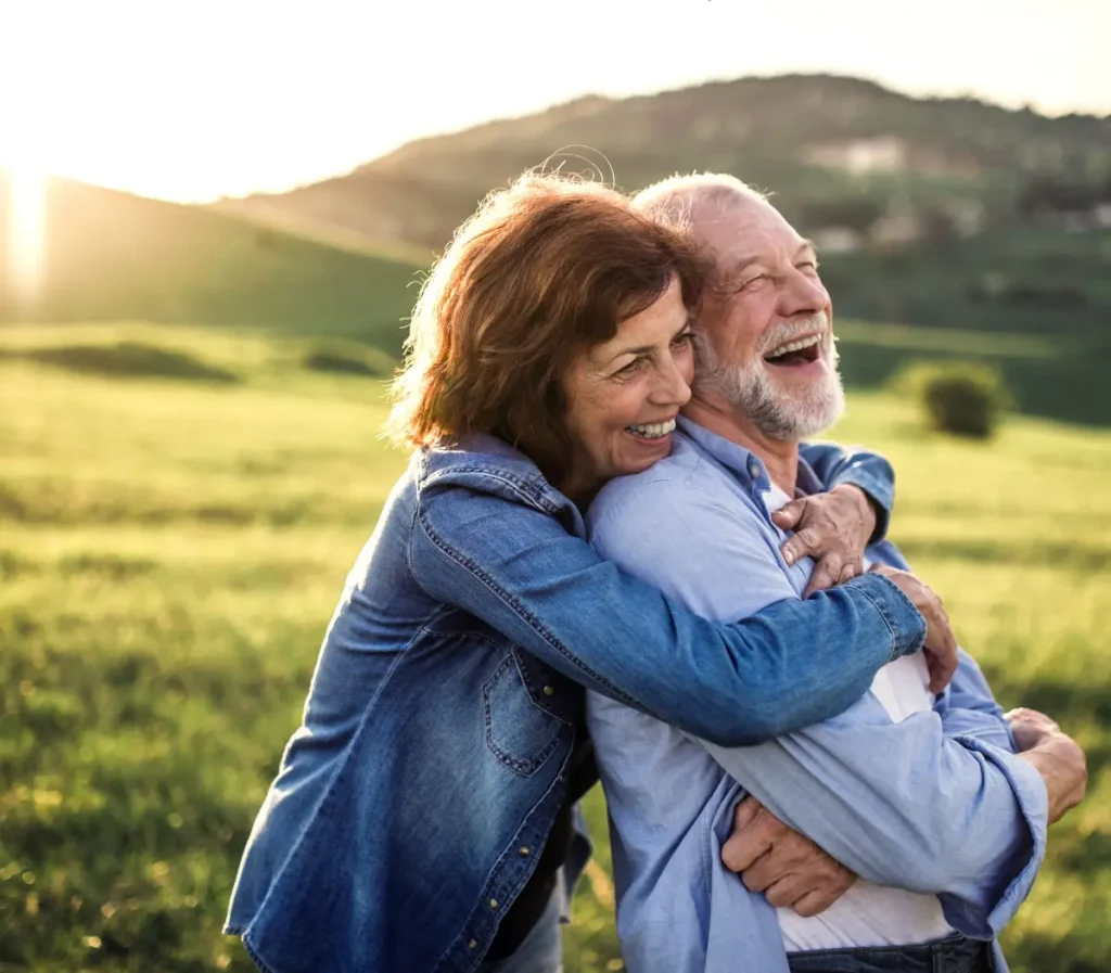 senior couple hugging