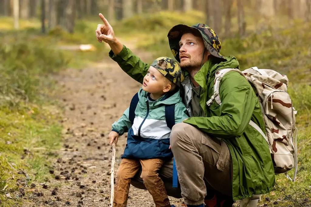 man enjoying time in nature with son