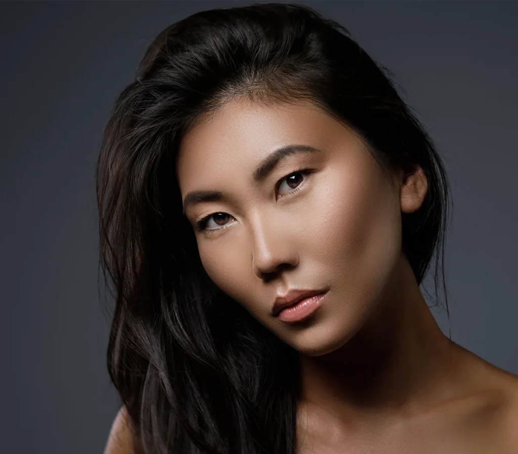 beautiful asian woman with high cheekbones